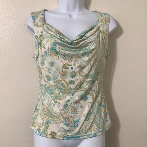 Vintage Y2K Paisley Cowl Neck Bohemian Hippie Festival Fairycore Fairy Top S